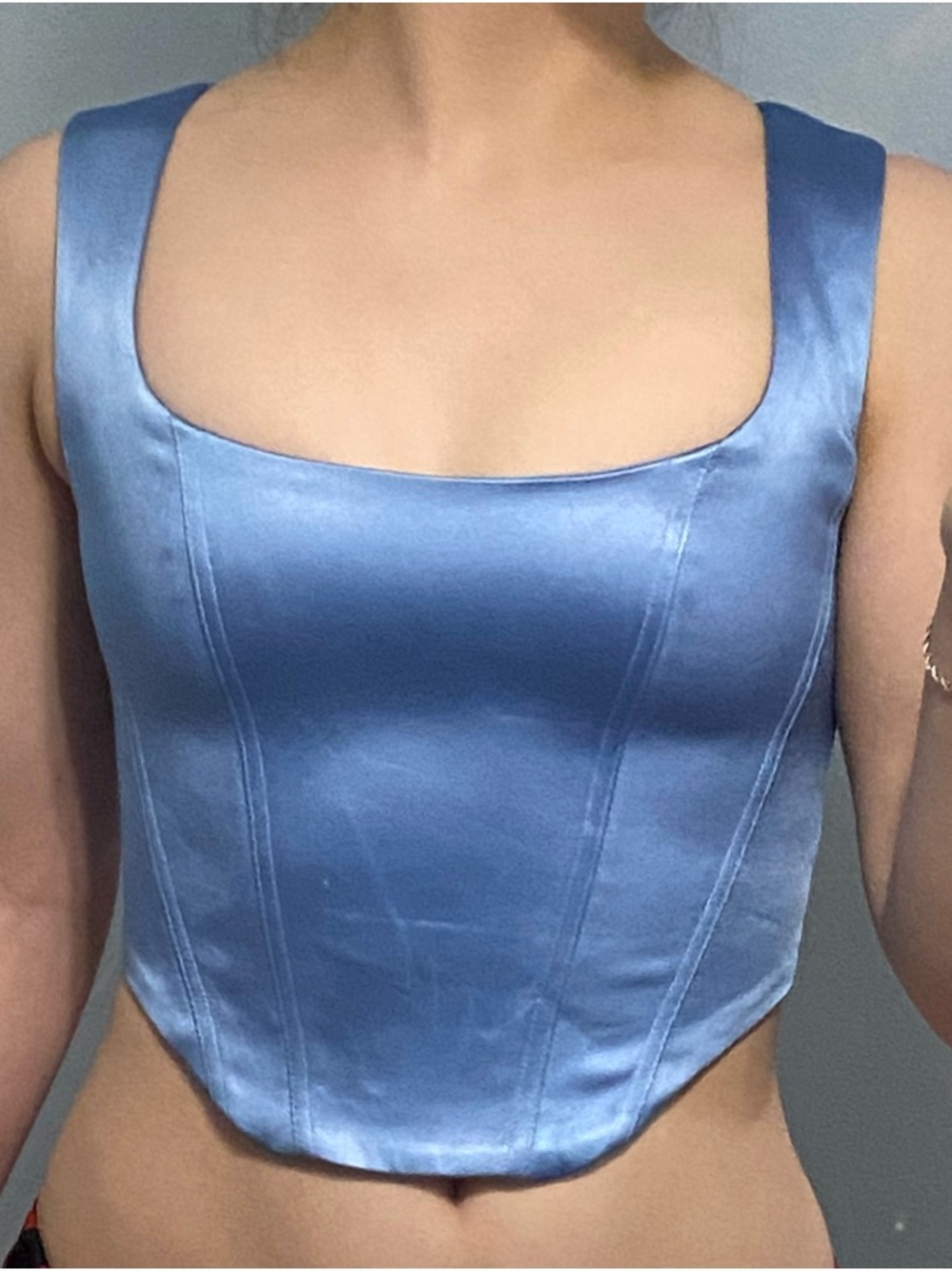 Sunday Best Satin Sky-Blue Corset Tank